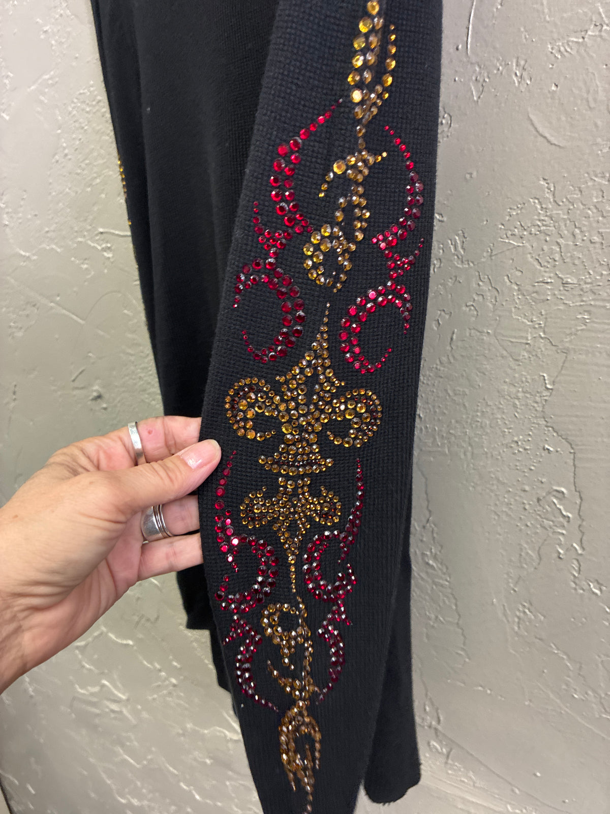 Vtg Y2K Bejeweled Rhinestone Thermal Top