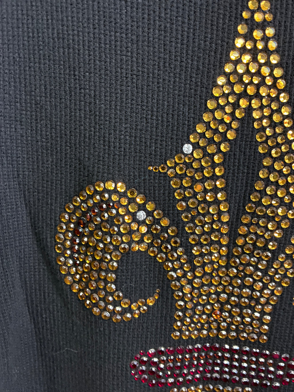 Vtg Y2K Bejeweled Rhinestone Thermal Top