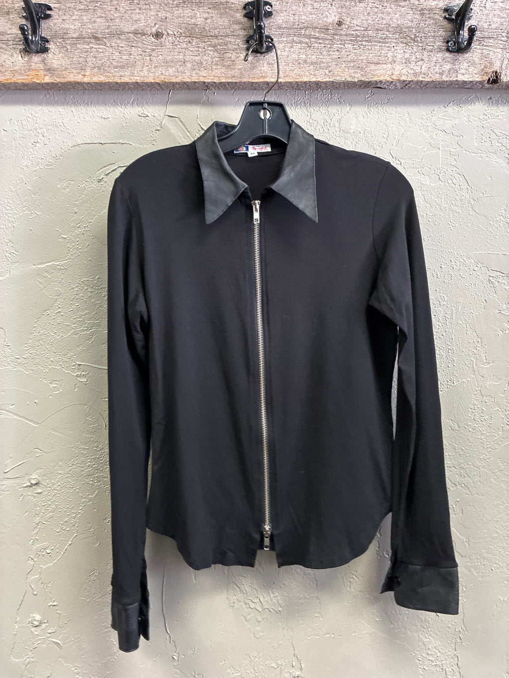 Vtg Bejeweled Zip-Front Top
