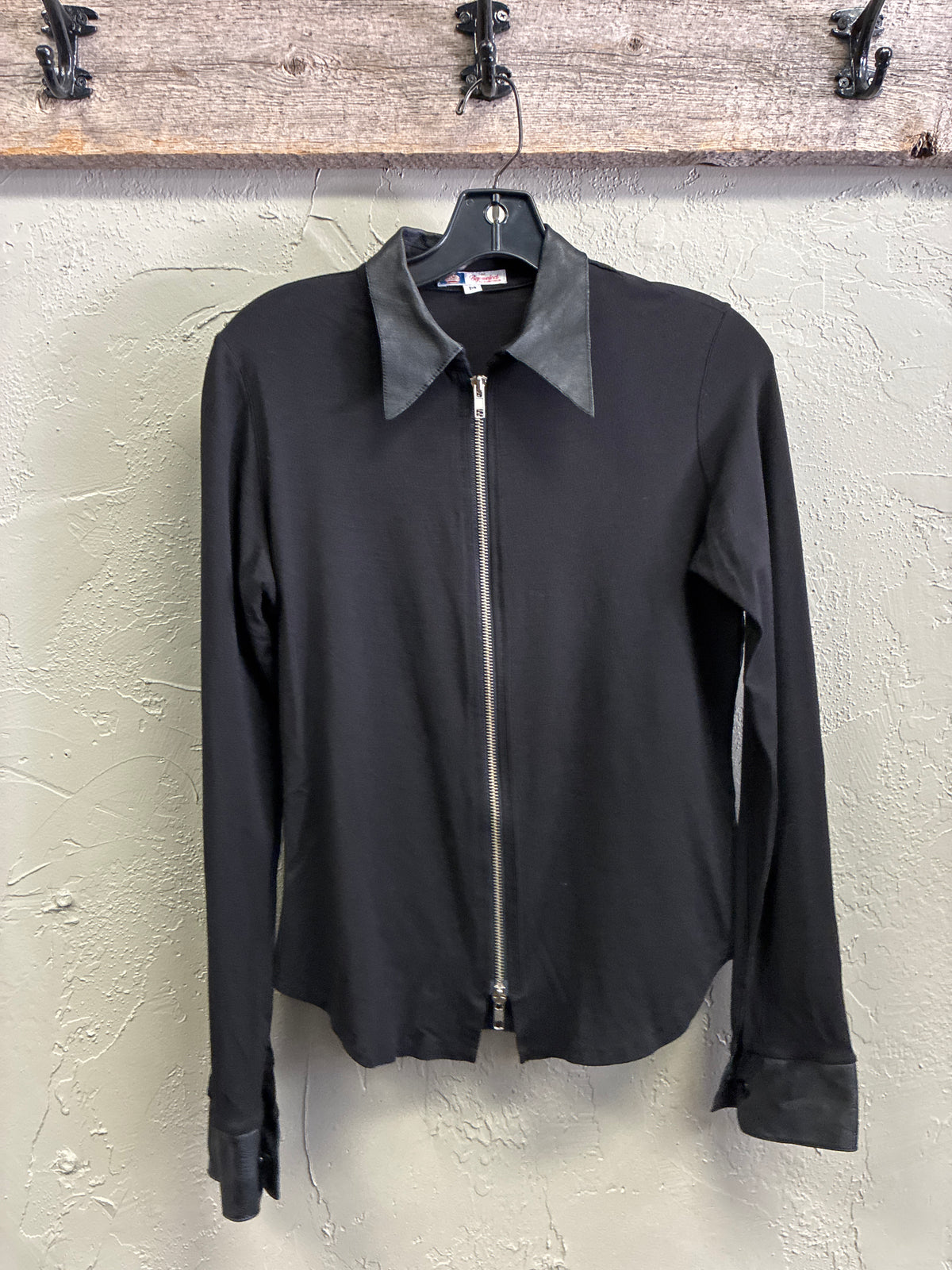 Vtg Bejeweled Zip-Front Top