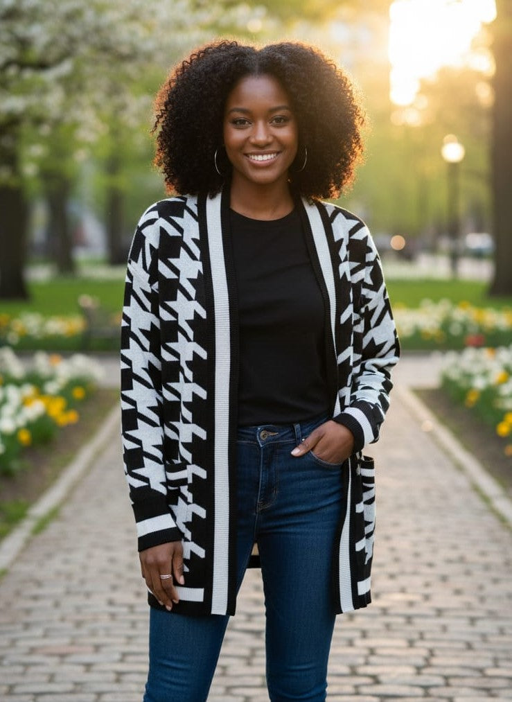 Blu Pepper Houndstooth Cardigan