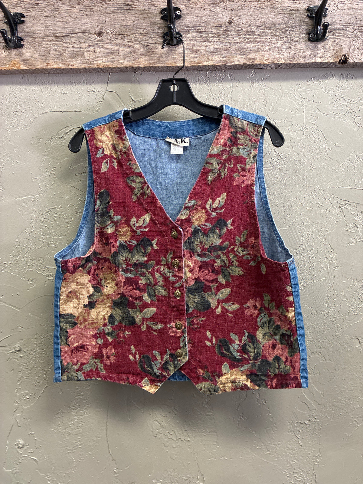 Vtg 90s DAK Tapestry & Denim Vest