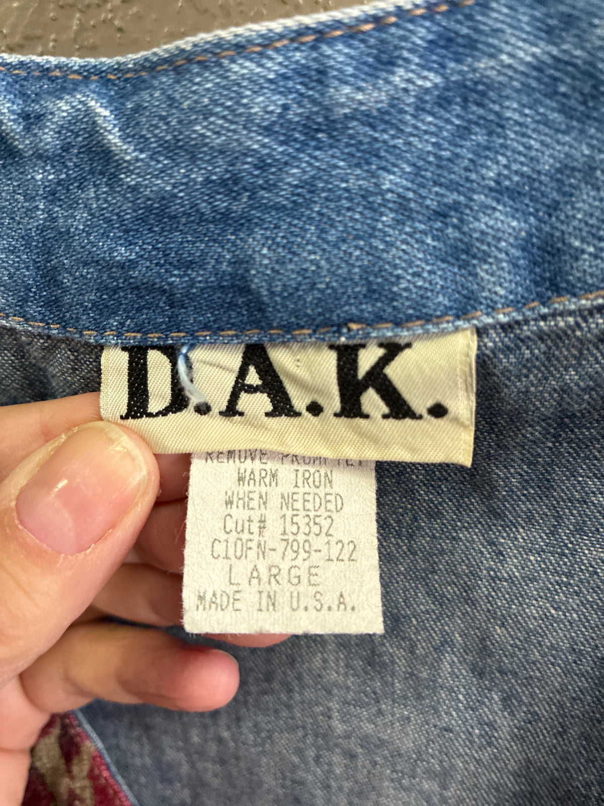 Vtg 90s DAK Tapestry & Denim Vest