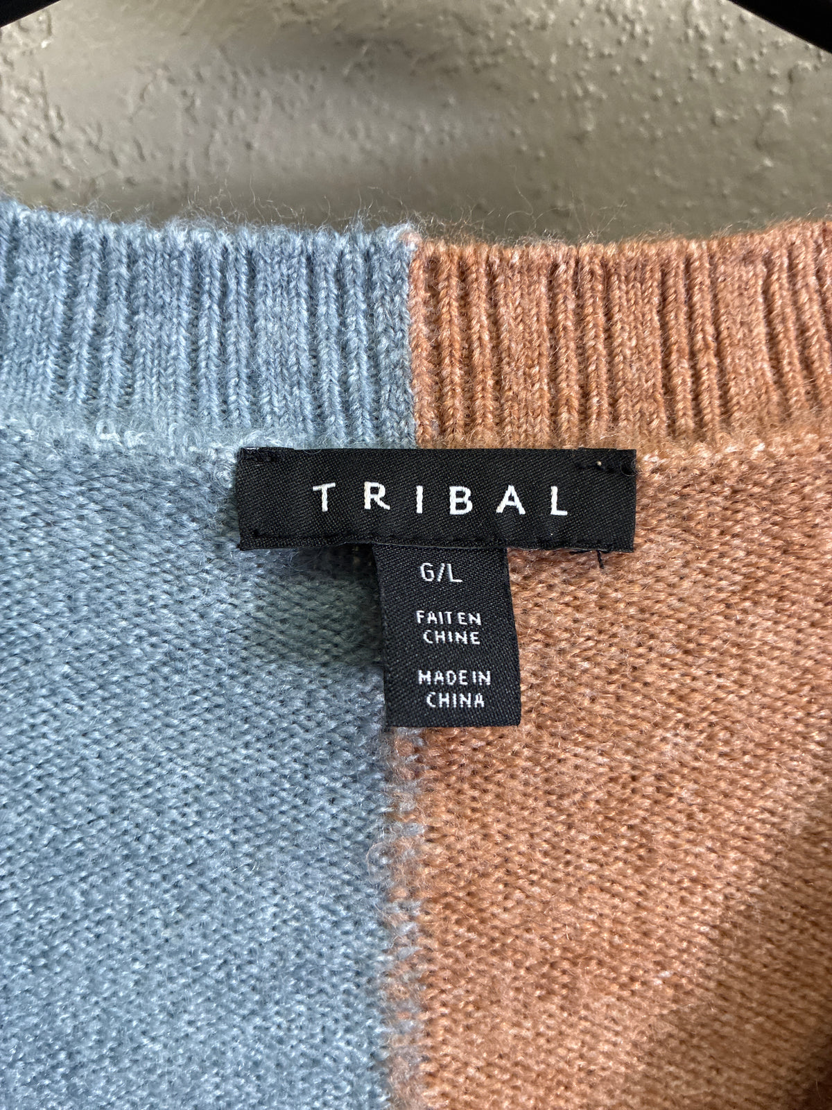 Tribal V-Neck Split-Color Sweater (org$95)