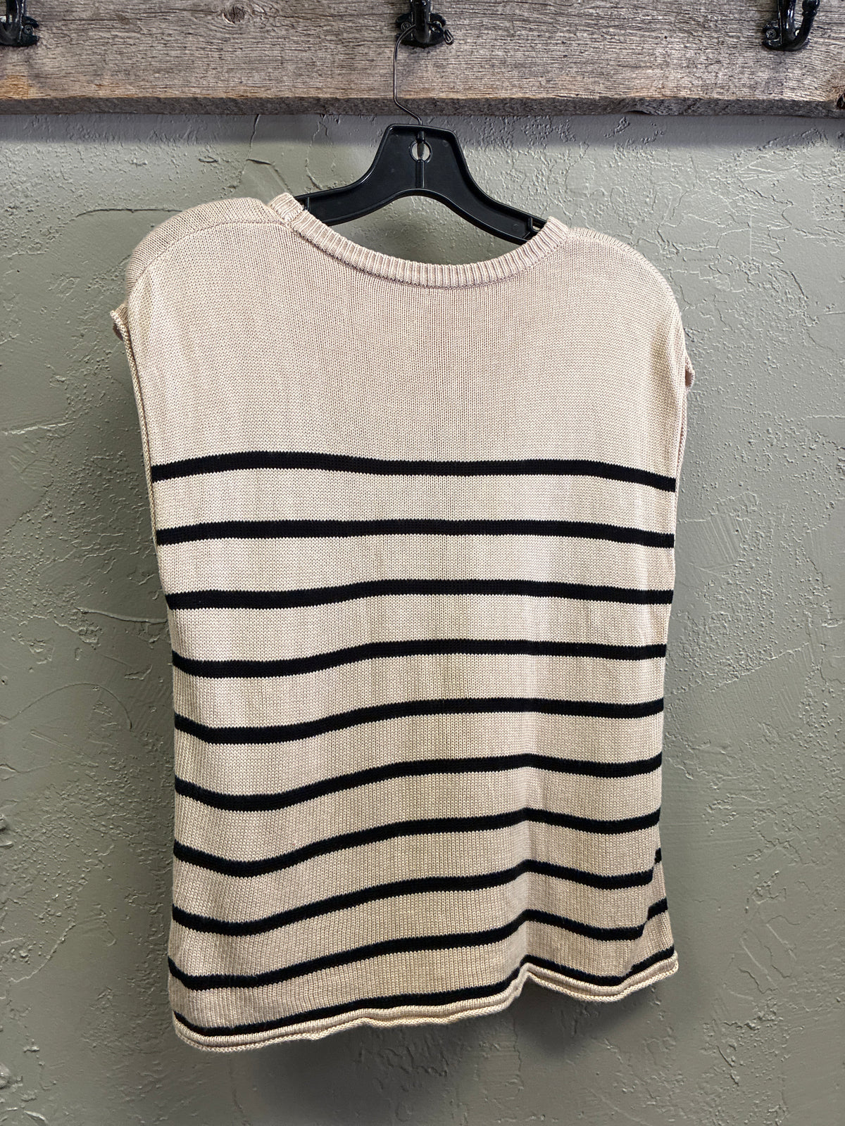 Striped Cap-Sleeve Knit Top