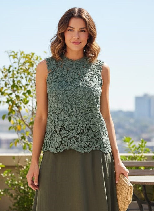 Adiva Floral Lace Sleeveless Top