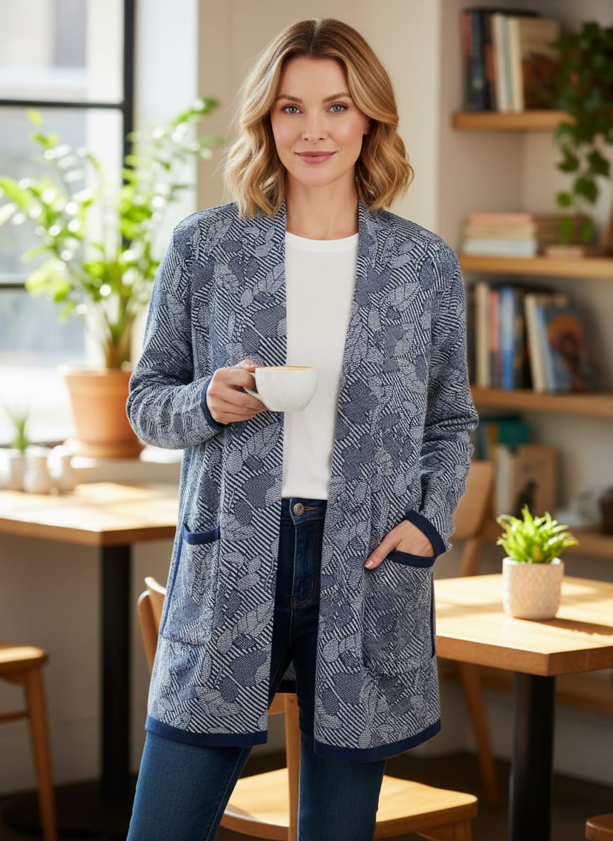 Lands End Jacquard Open-Front Cardi (org$80)