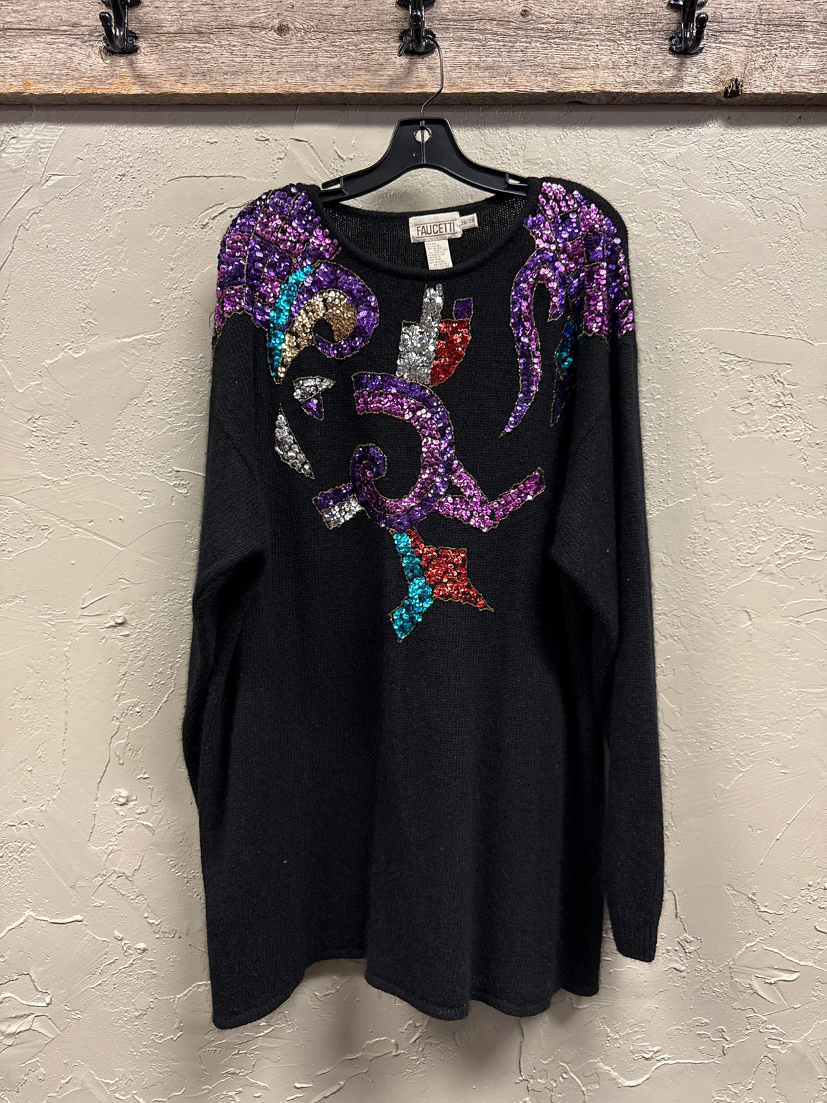 Vtg 80s Faucetti Sequin Sweater
