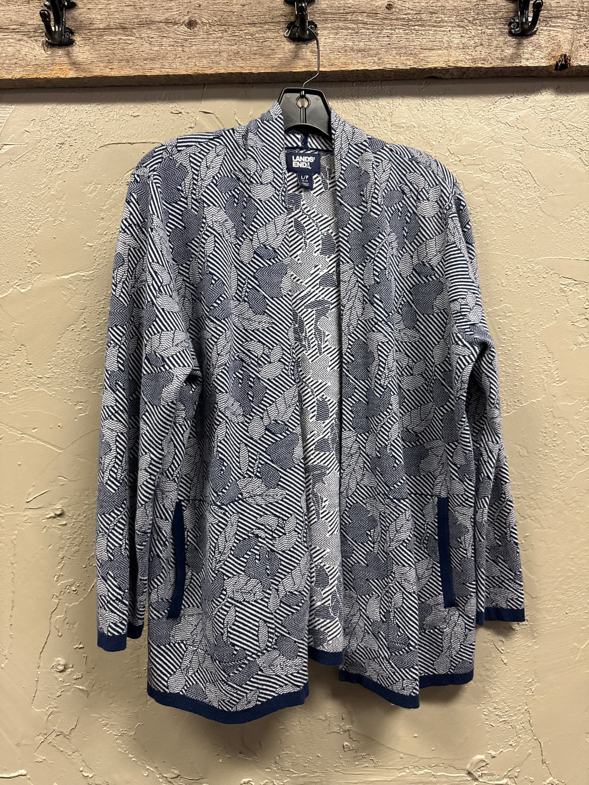Lands End Jacquard Open-Front Cardi (org$80)