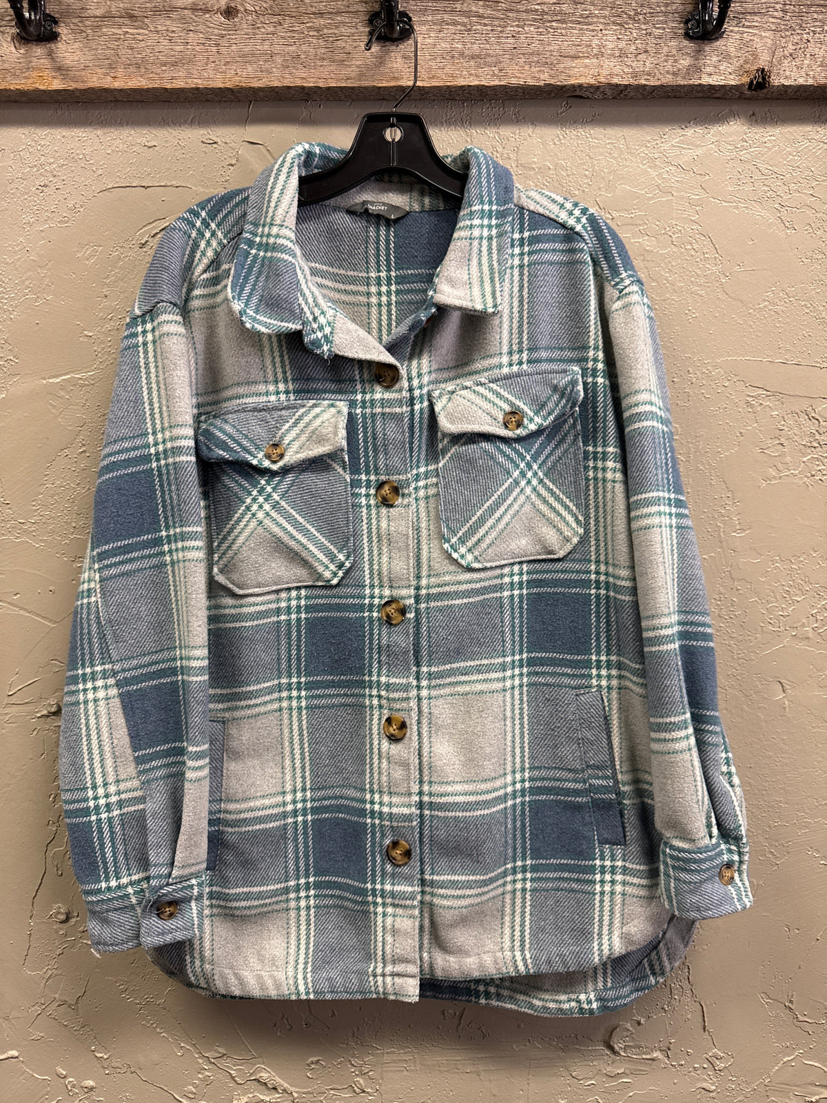 NWOT Plaid Button-Front Shacket