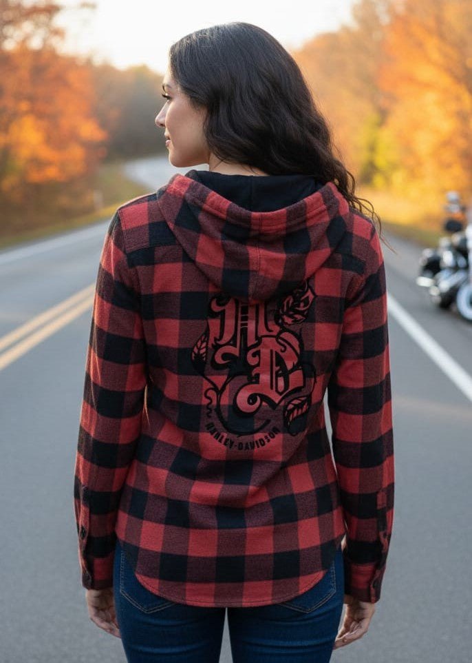 NWT Harley-Davisdson Hooded Flannel (org$75)