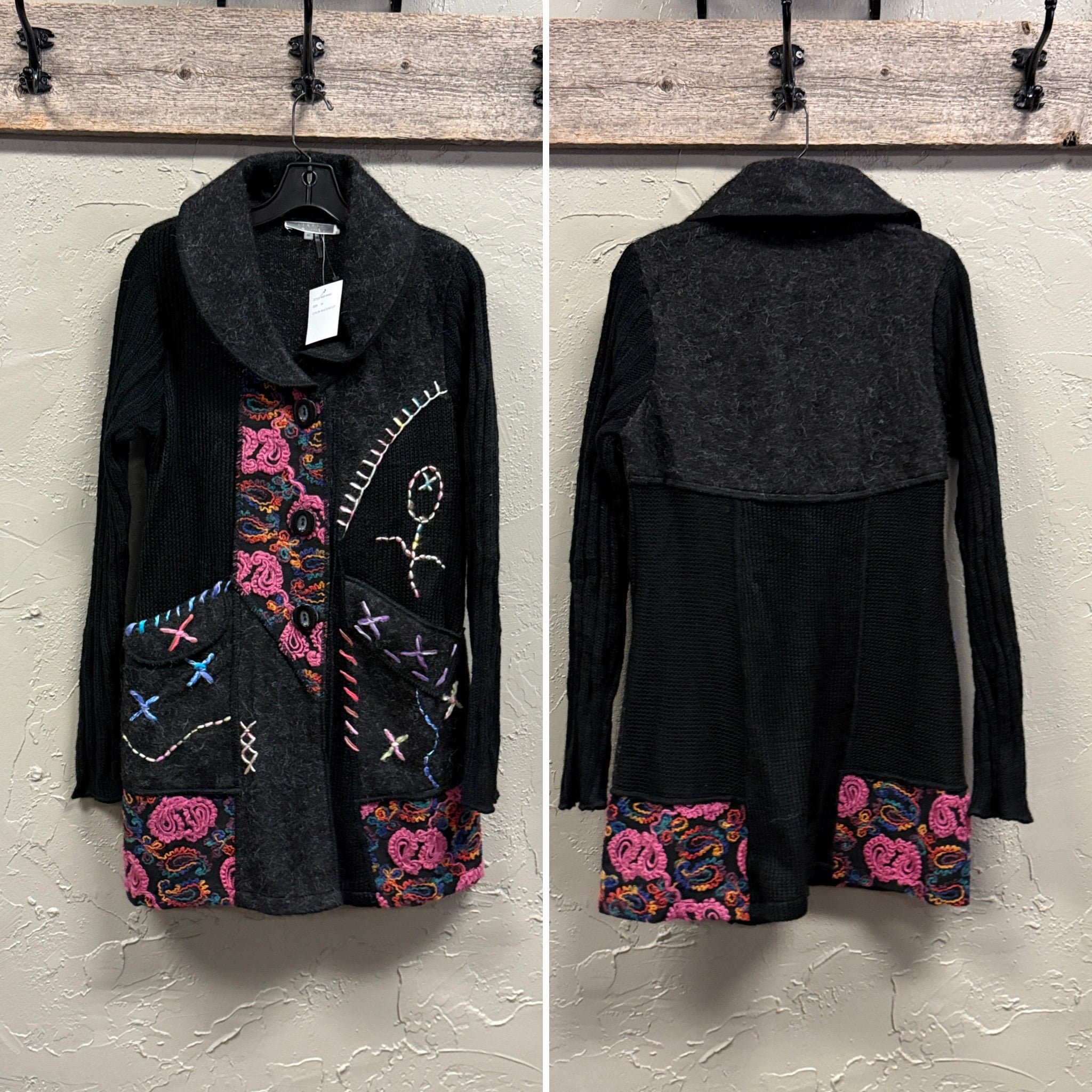 NWT LIQUID MIXED MEDIA SWEATER JACKET (org$128)