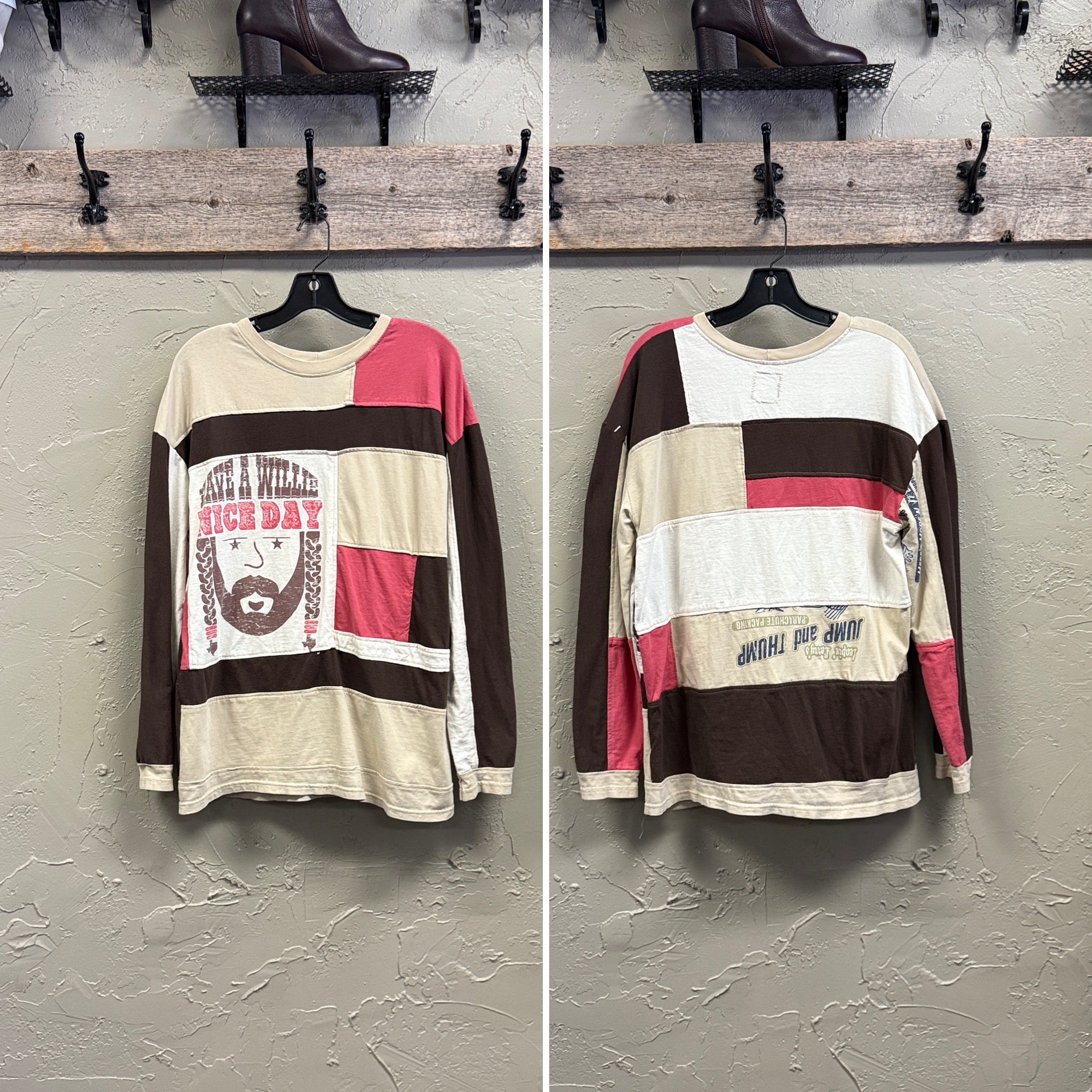 REBETTY PATCHWORK PULLOVER SHIRTS