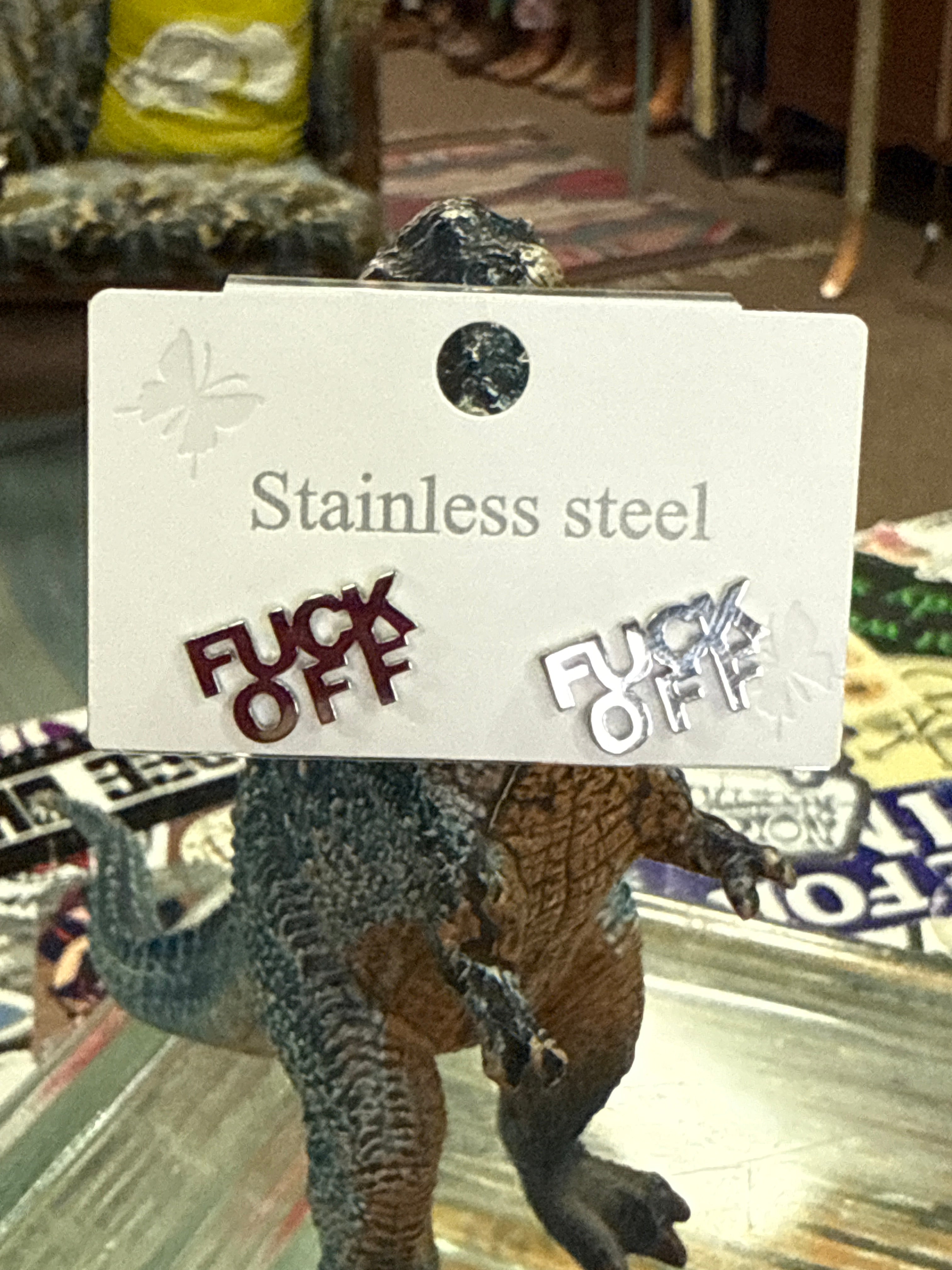 NWT FUCK OFF EAR STUDS
