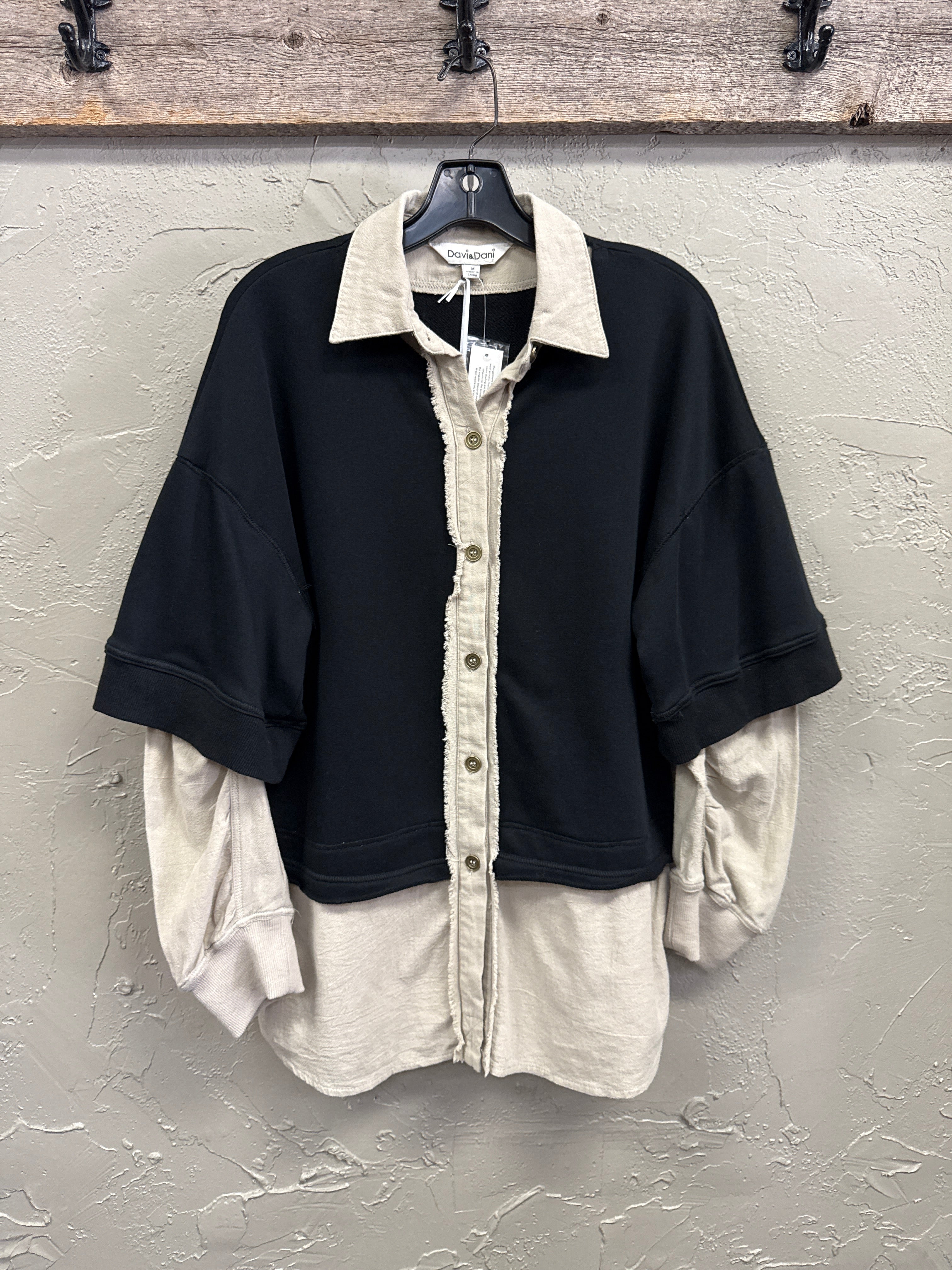 NWT DAVI & DANI FAUX LAYERED PULLOVER (org$69)