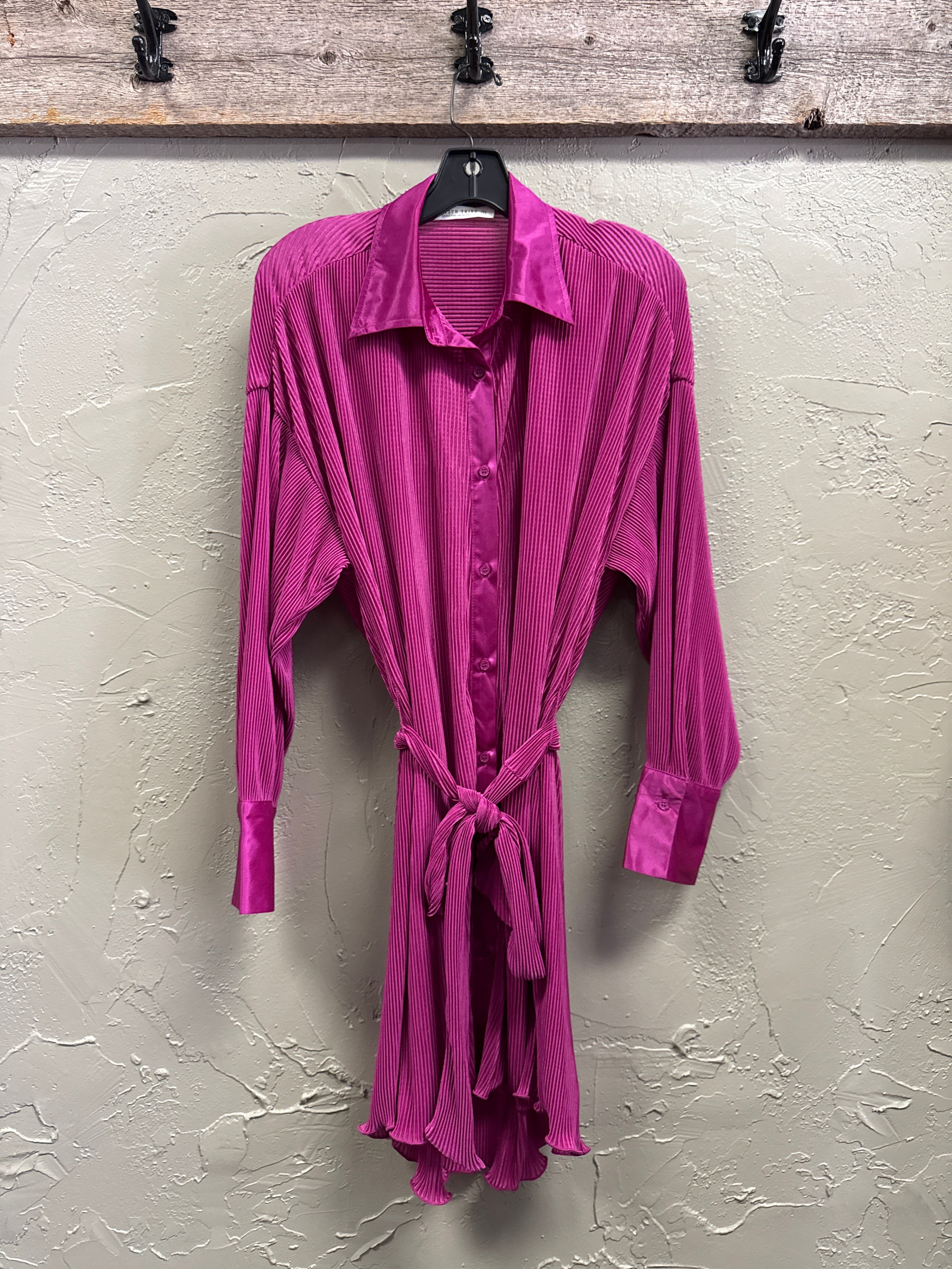 12th TRIBE PLISSE SHIRT DRESS (org$74)