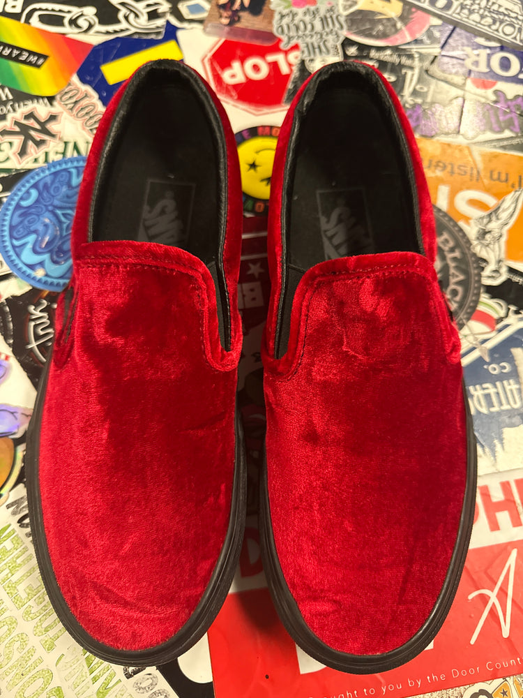 NWOT VANS RED VELVET SLIP ON